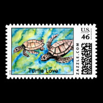 pair of sea turtles Turtle Love postage stamps