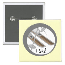 Pair of Skis I Ski T-shirts and Gifts Pinback Button