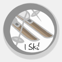 Pair of Skis I Ski T-shirts and Gifts Stickers