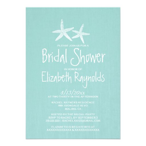 Pair of Starfish Bridal Shower Invitations