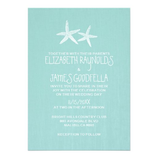 Pair of Starfish Wedding Invitations