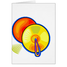 Pair of yellow cymbals outlined in blue graphic cards