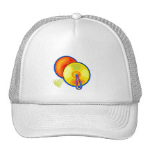 Pair of yellow cymbals outlined in blue graphic hat