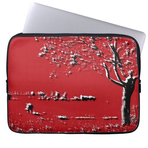 Paisaje abstracto con los árboles en rojo - mangas mangas portátiles