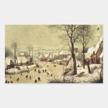 Paisaje del invierno con los patinadores de Pieter Rectangular Pegatinas