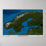Países escandinavos del poster del satélite del es