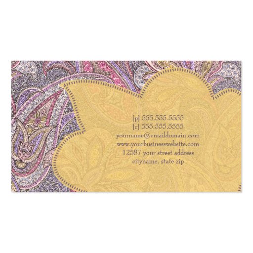 Paisley and flower pattern business card (back side)