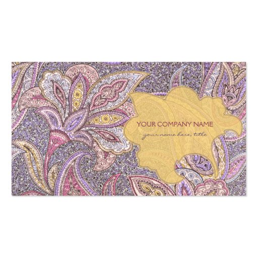 Paisley and flower pattern business card (front side)