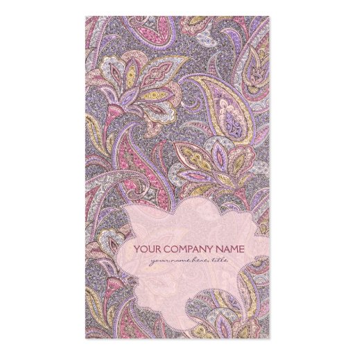 Paisley and flower pattern business card template (front side)