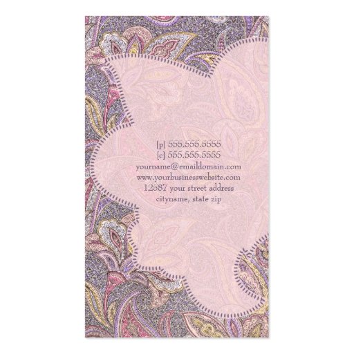 Paisley and flower pattern business card template (back side)