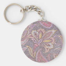 Paisley and flower pattern keychains