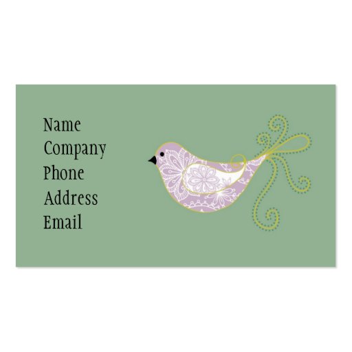 paisley bird biz card business card templates (front side)
