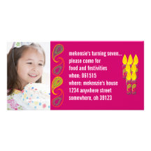 Paisley Birthdy Photo Invitation Custom Photo Card