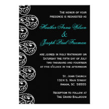 Paisley Black and White Wedding Invitation