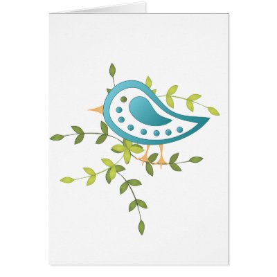 Paisley Blue Bird of Happiness Card by trennea
