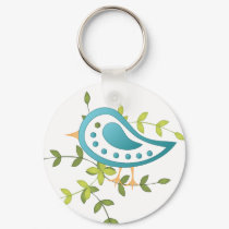 Paisley Blue Bird of Happiness keychains