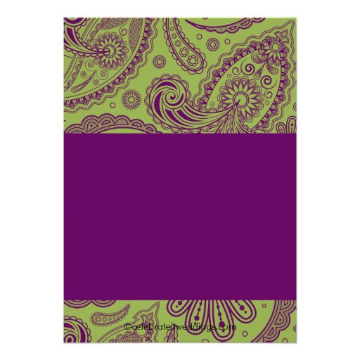 Paisley Bridal Shower Invitation Chartreuse Purple