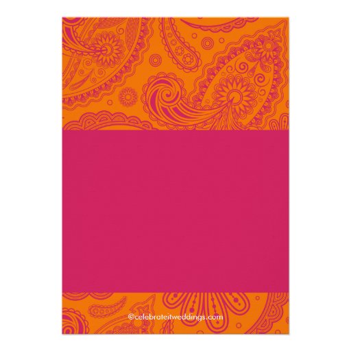 Paisley Bridal Shower Invitation Orange & Pink