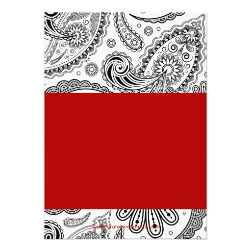 Paisley Bridal Shower Invitation Red & Black