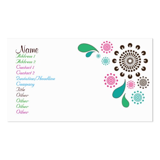 Paisley Burst Business Card (front side)