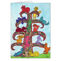Paisley Cat Tree of Life Card