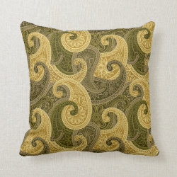 Paisley Damask Pillow - Gold/Green - 1