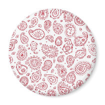 Paisley - Deep Red and White magnets