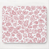 Paisley - Deep Red and White mousepads