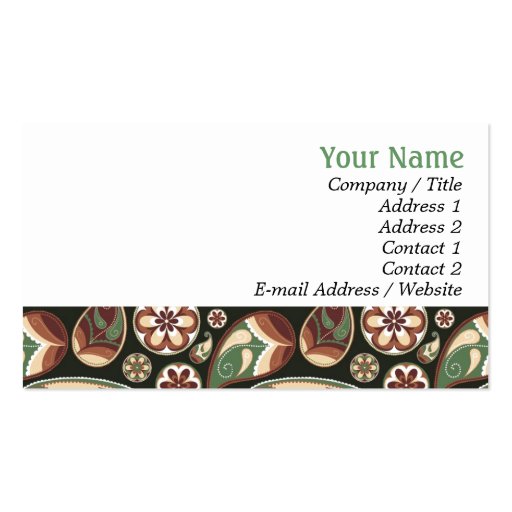 Paisley & Floral Business Cards (front side)