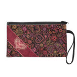 Paisley Flower Hearts Damask Love Pattern Wristlet Purses