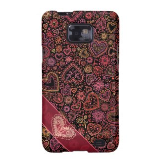 Paisley Flower Hearts Damask Love Pattern Sam Samsung Galaxy S2 Cases