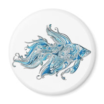 Paisley Flowing Fish Refrigerator Magnet
