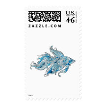 Paisley Flowing Fish Postage Stamps