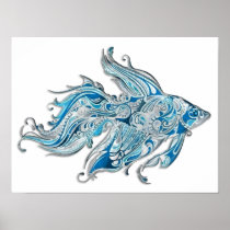 Paisley Flowing Fish Print
