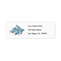 Paisley Flowing Fish Return Address Labels