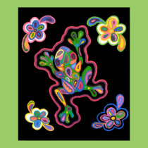 Paisley Frog & Flowers Poster posters