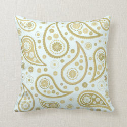 Paisley Funky Large Pattern in Light Blue & Golds Pillow