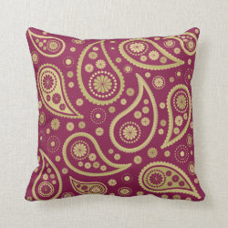 Paisley Funky Large Pattern Print Burgundy & Golds Throw Pillows