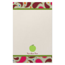 Paisley & Green Apple Personalized Teacher Stationery