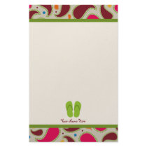 Paisley & Green Flip Flops Personalized Teacher Stationery Paper