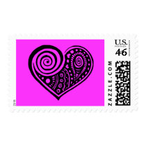 Paisley Heart /blk Stamps