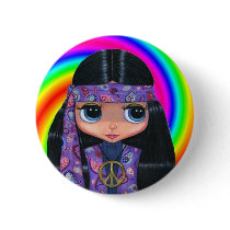 Paisley Hippie Doll Swirl Button