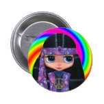 Paisley Hippie Doll Swirl Button