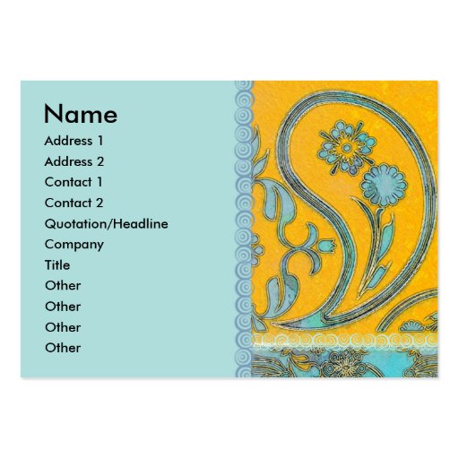Paisley Mango Turquoise Profile Card Business Cards (front side)
