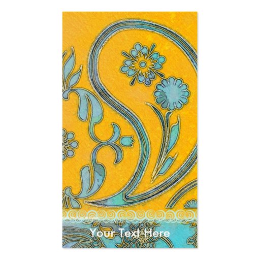 Paisley Mango Turquoise Profile Card Business Card Template (back side)