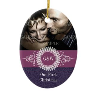 Paisley Monogram First Christmas Ornament ornament