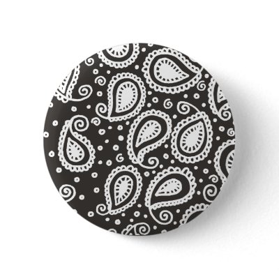 Paisley on Black Button by ShouShou