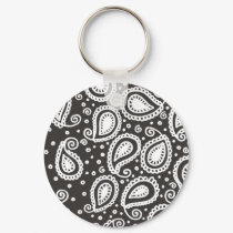Paisley on Black Keychain