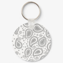 Paisley on White keychains