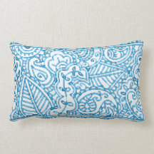 Paisley Passion - Blue (Henna) Throw Pillow
